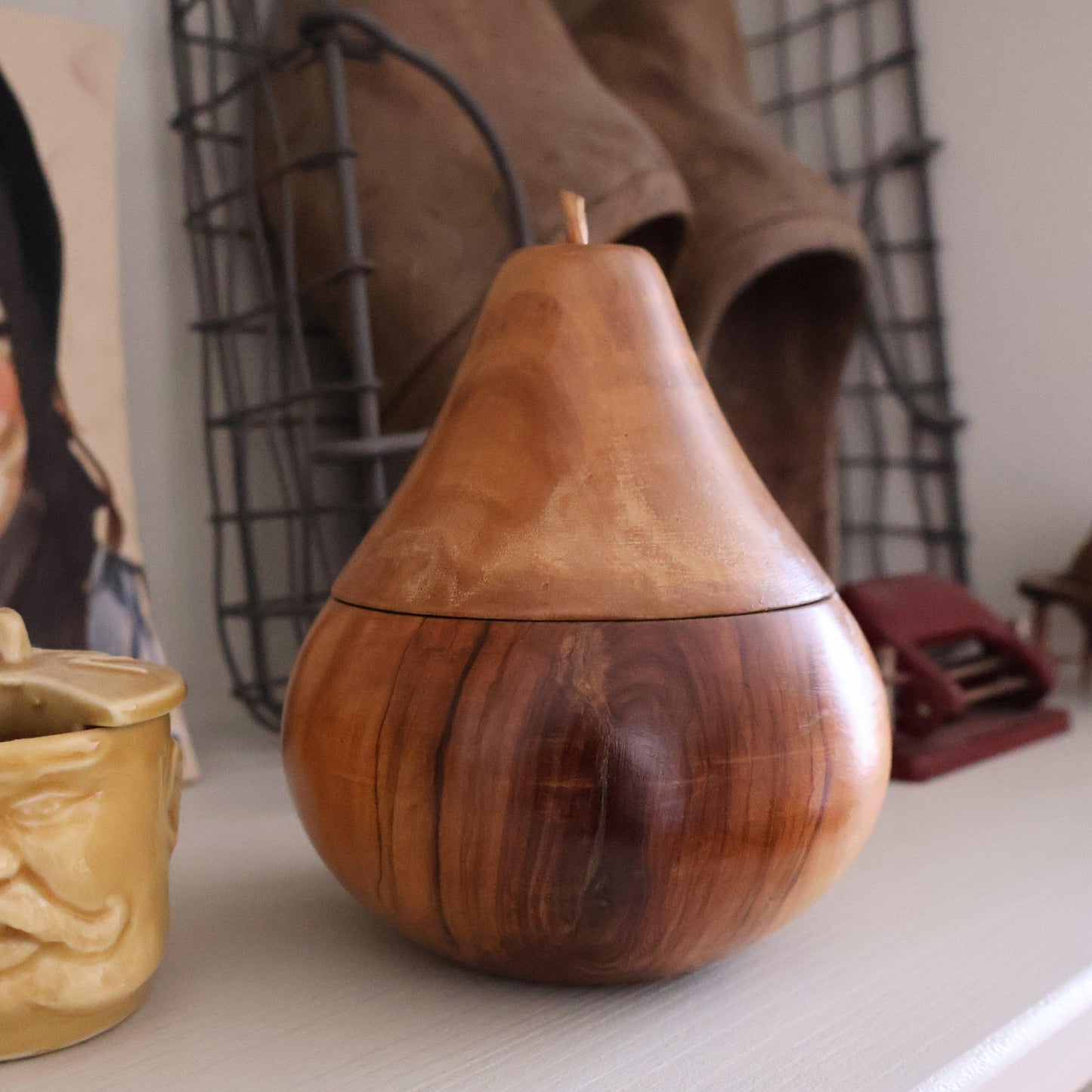 Wooden Pear Pot/Tea Caddy