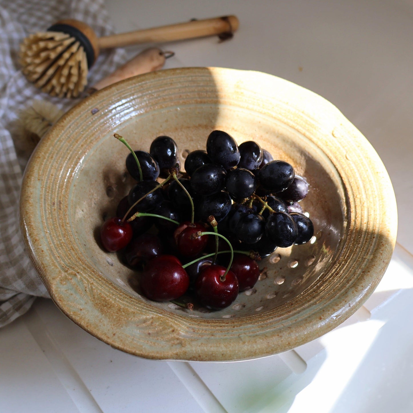 A. & J. Young Pottery Ceramic Strainer