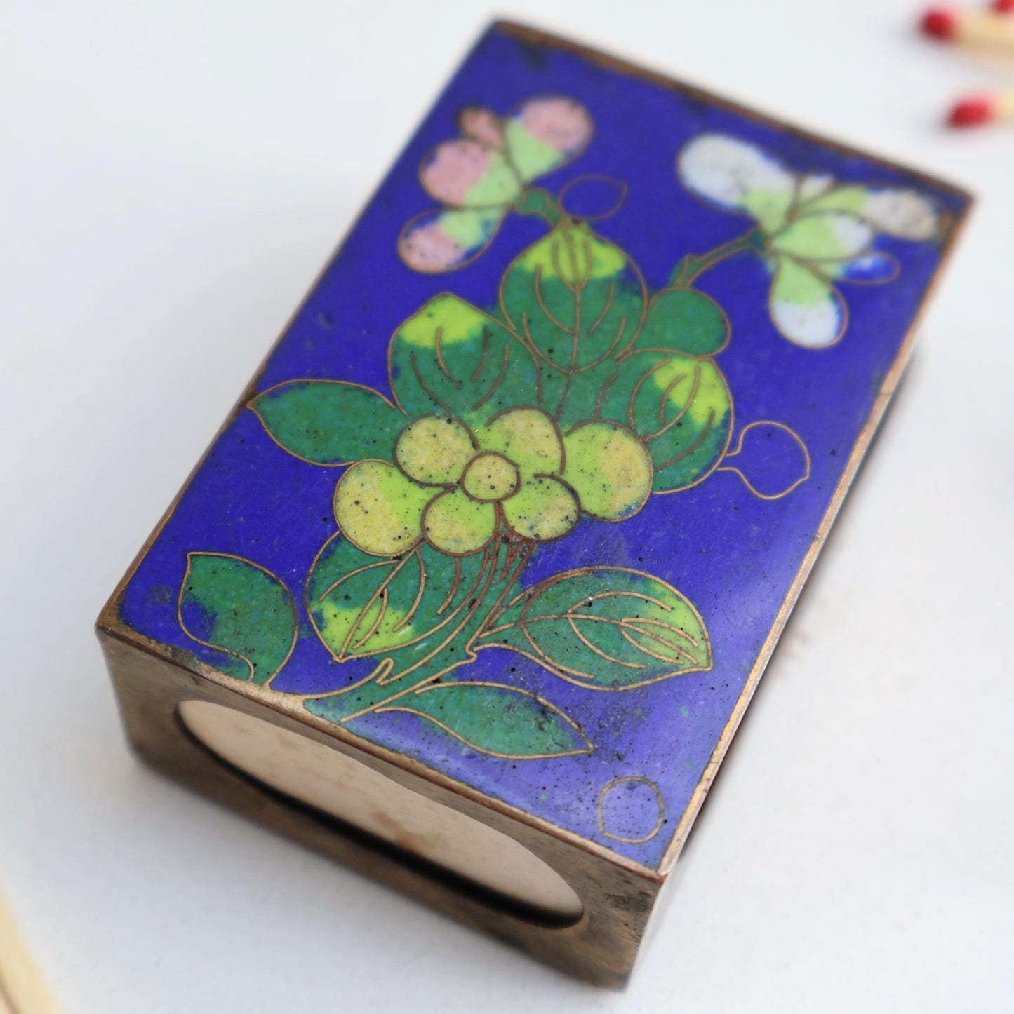 Chinese Cloisonné Enamel Matchbox Holder