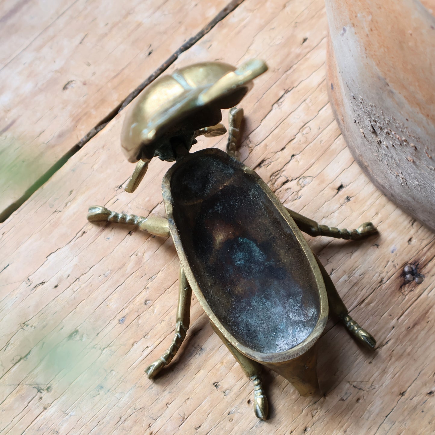 Vintage Brass Beetle Ashtray/Trinket Pot