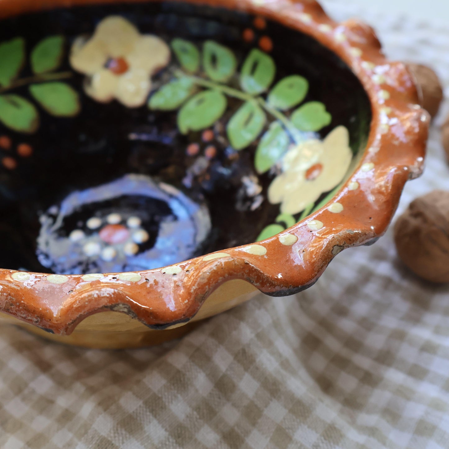 French Ceramic Ruffle Edged Bowl