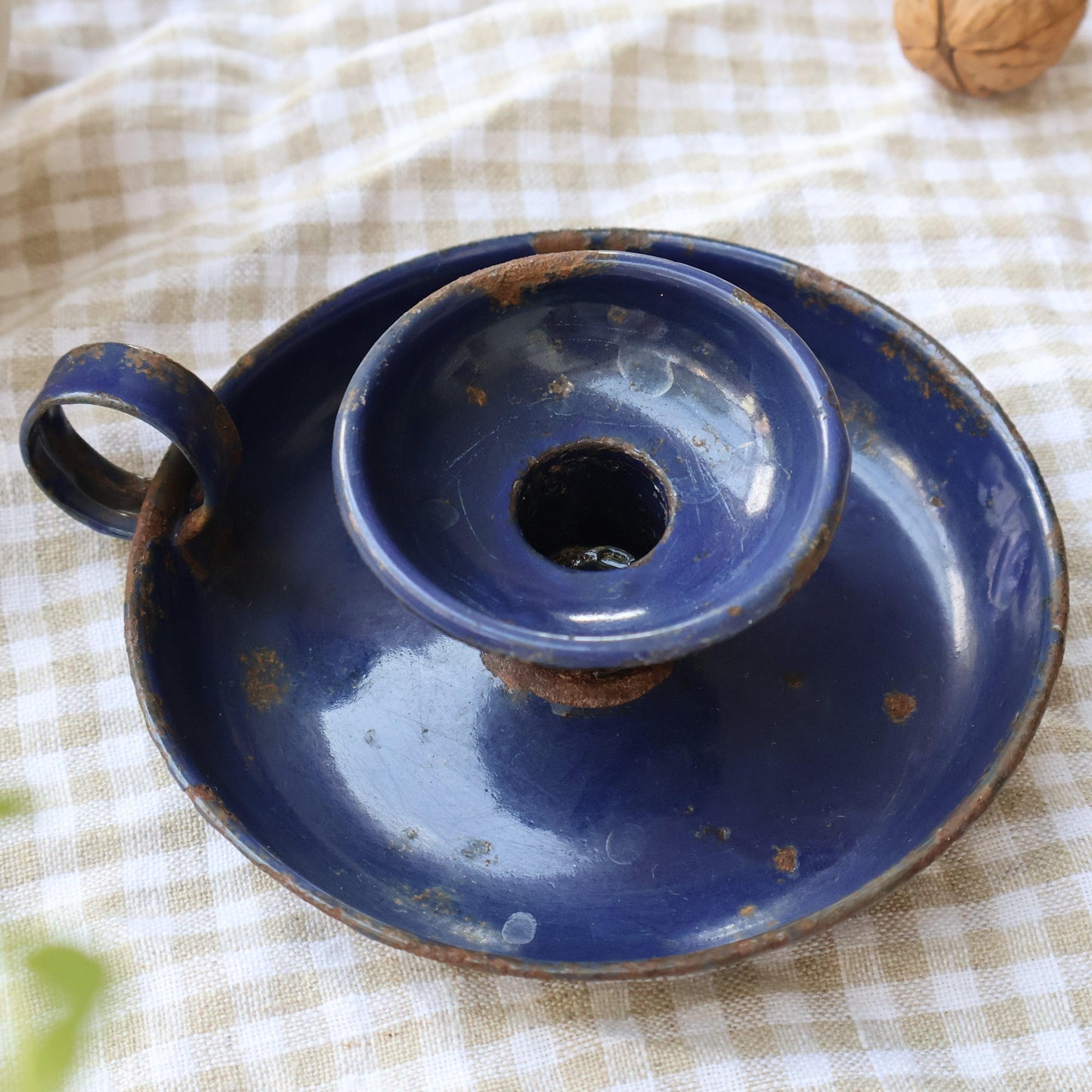 Enamel Chamberstick - Dark Blue