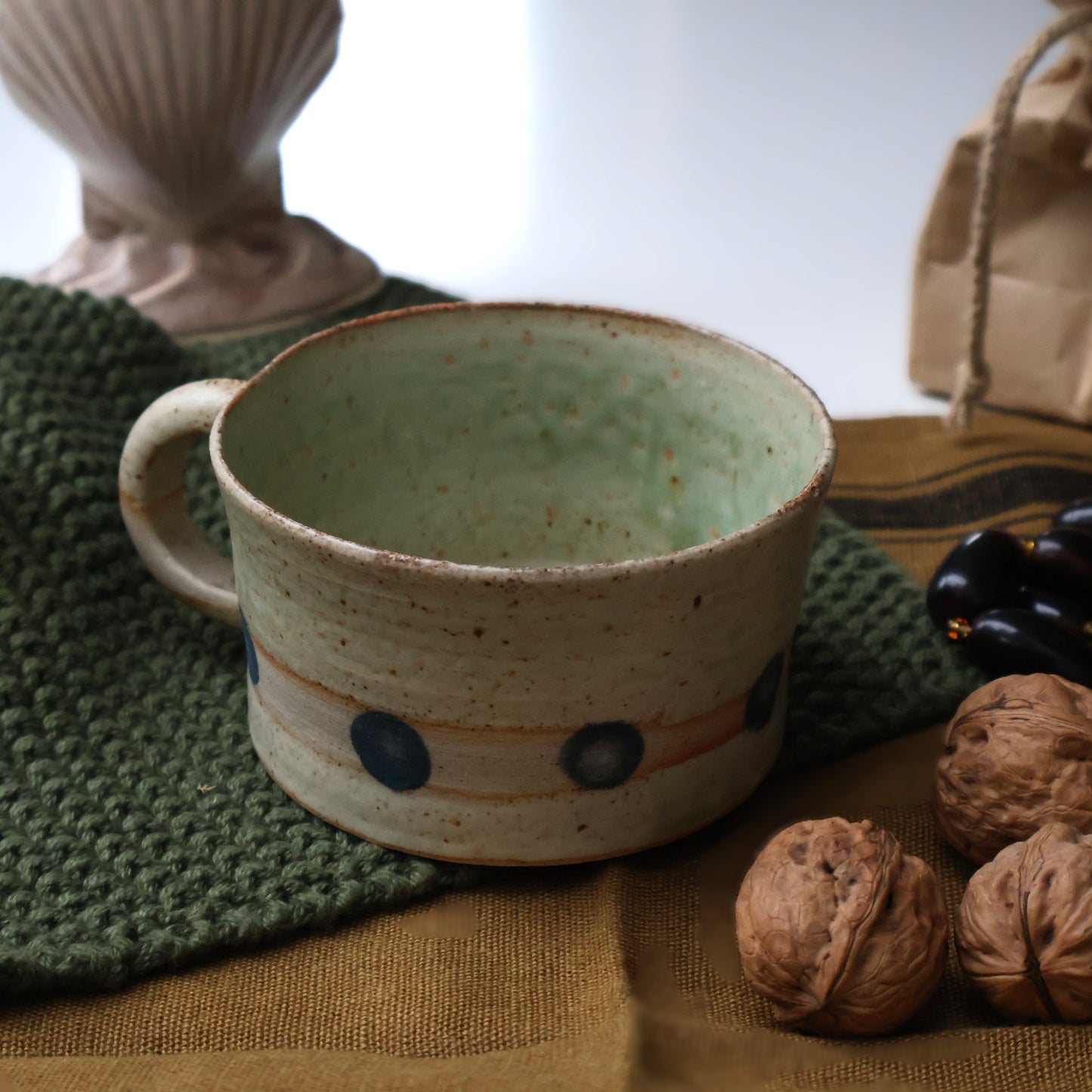 Handmade Spot and Stripe Mug