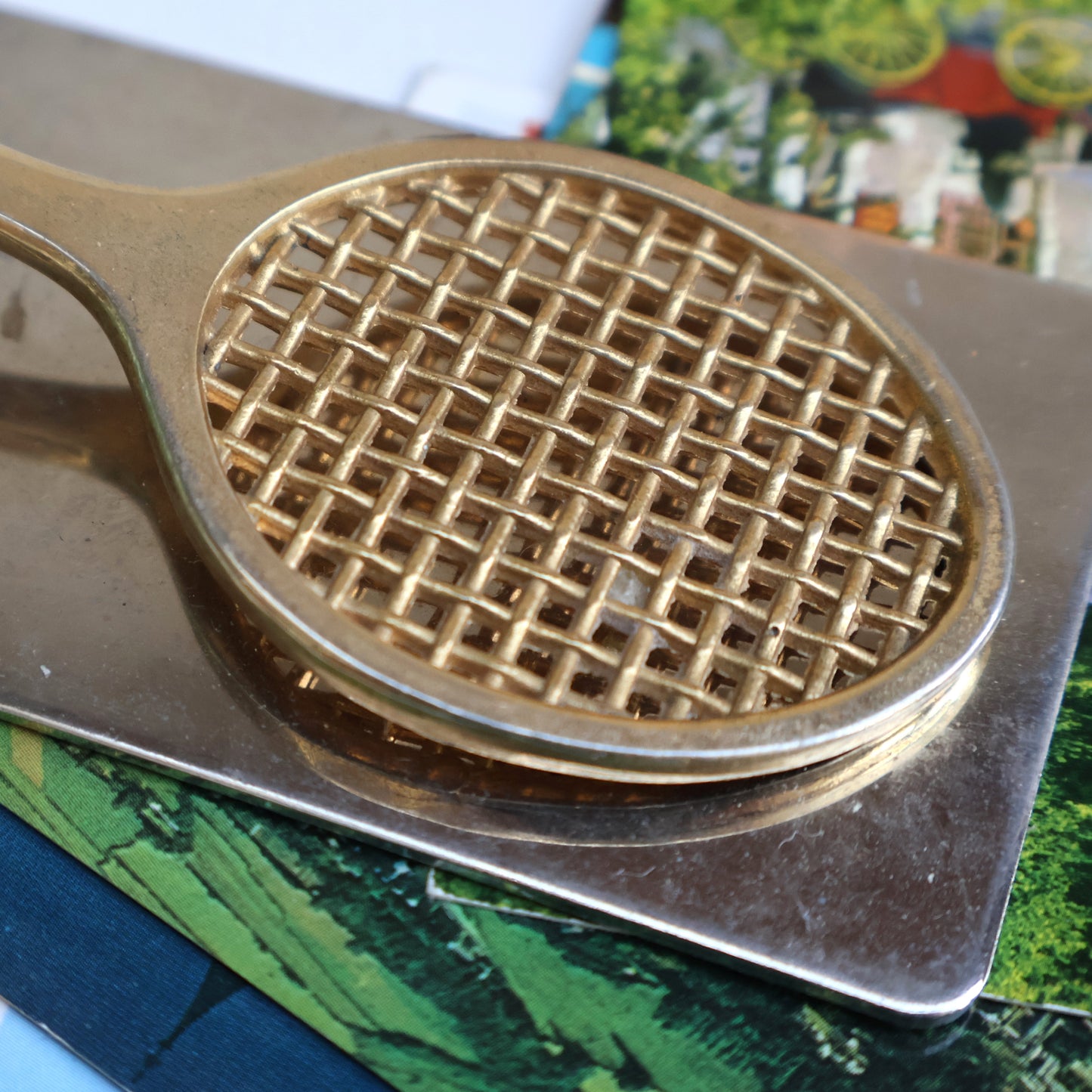 Vintage Metal Tennis Racket Bookmark