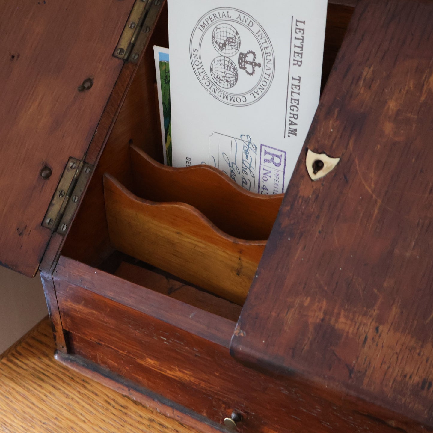 Victorian Wooden Letter Desk Tidy