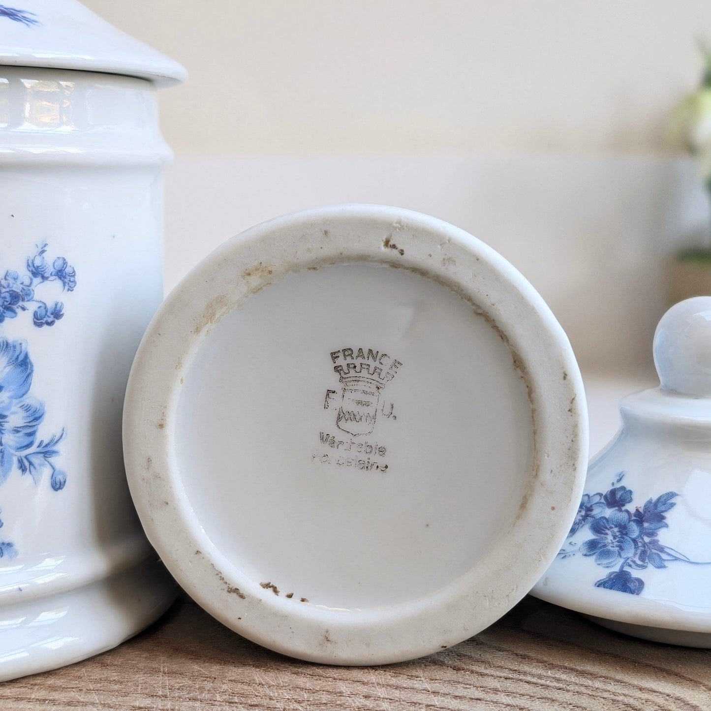 F D Chauvigny Porcelain Pots with Lids