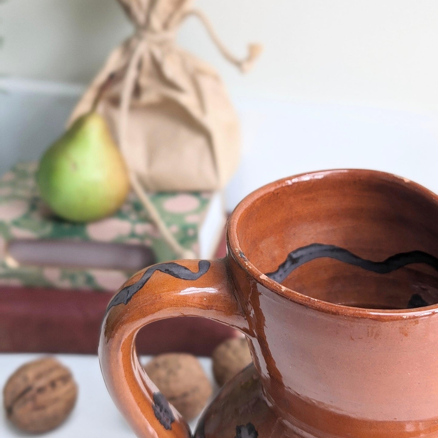 Slipware Terracotta and Black Jug (Medium)