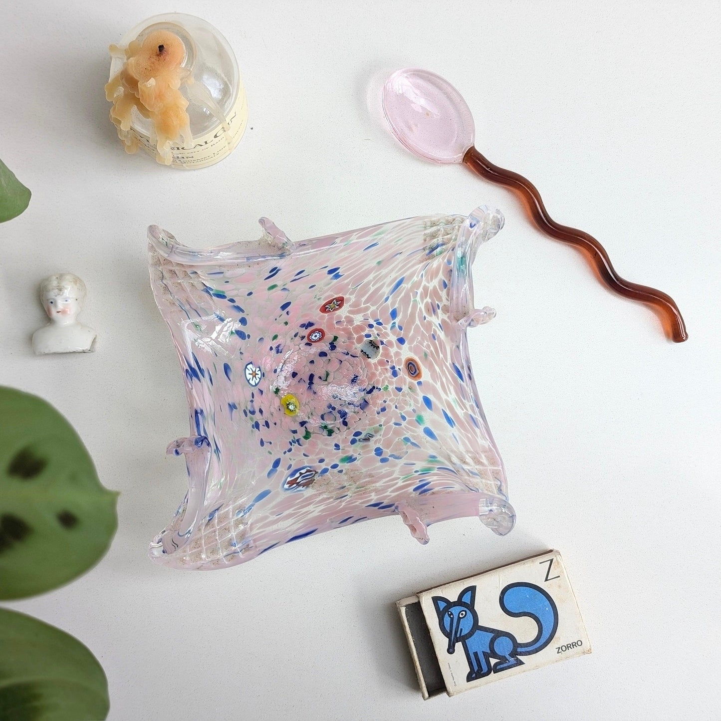 Vintage Art Glass Ruffle Ashtray