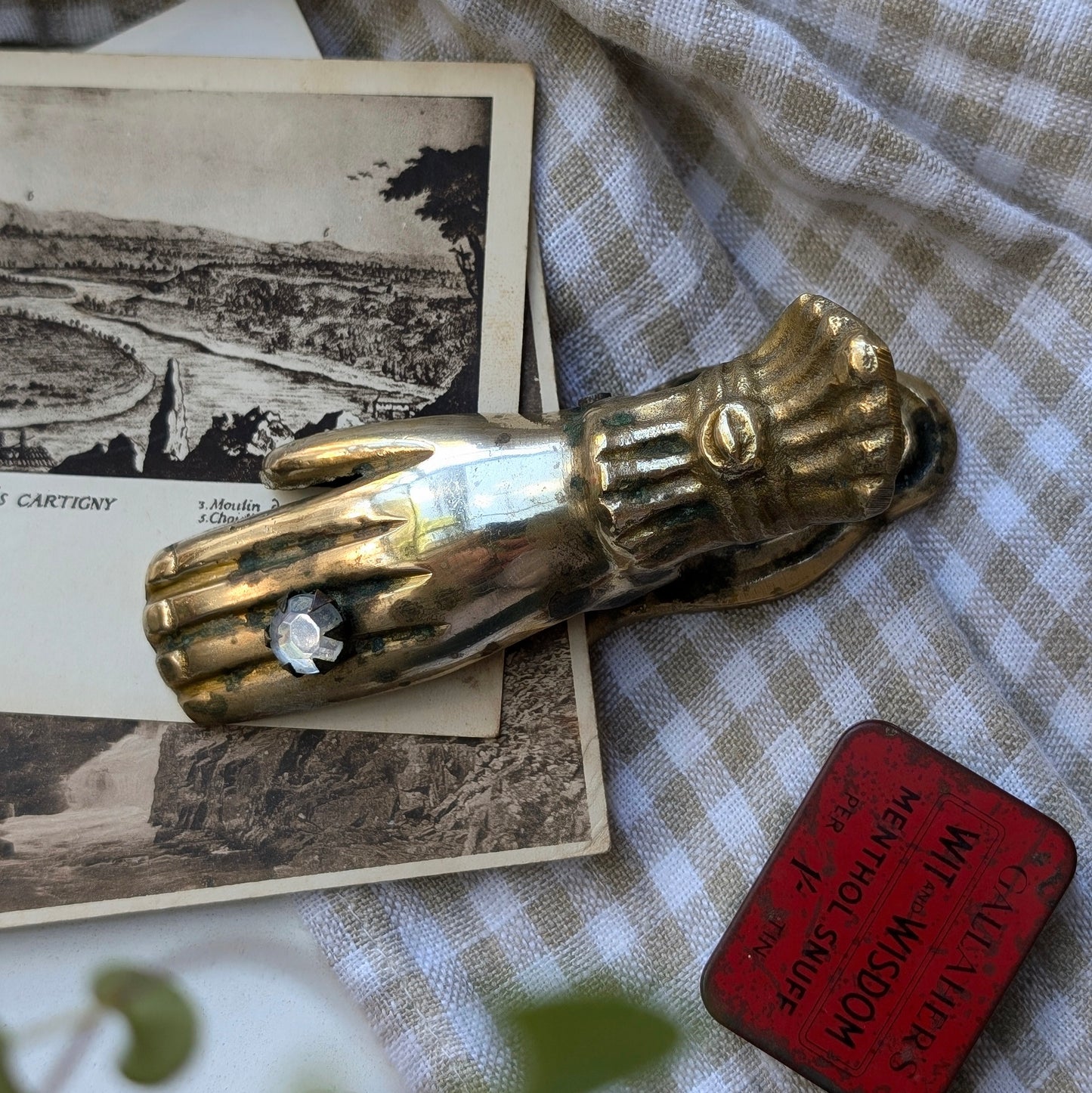 Brass Hand Paper Clasp with Ring