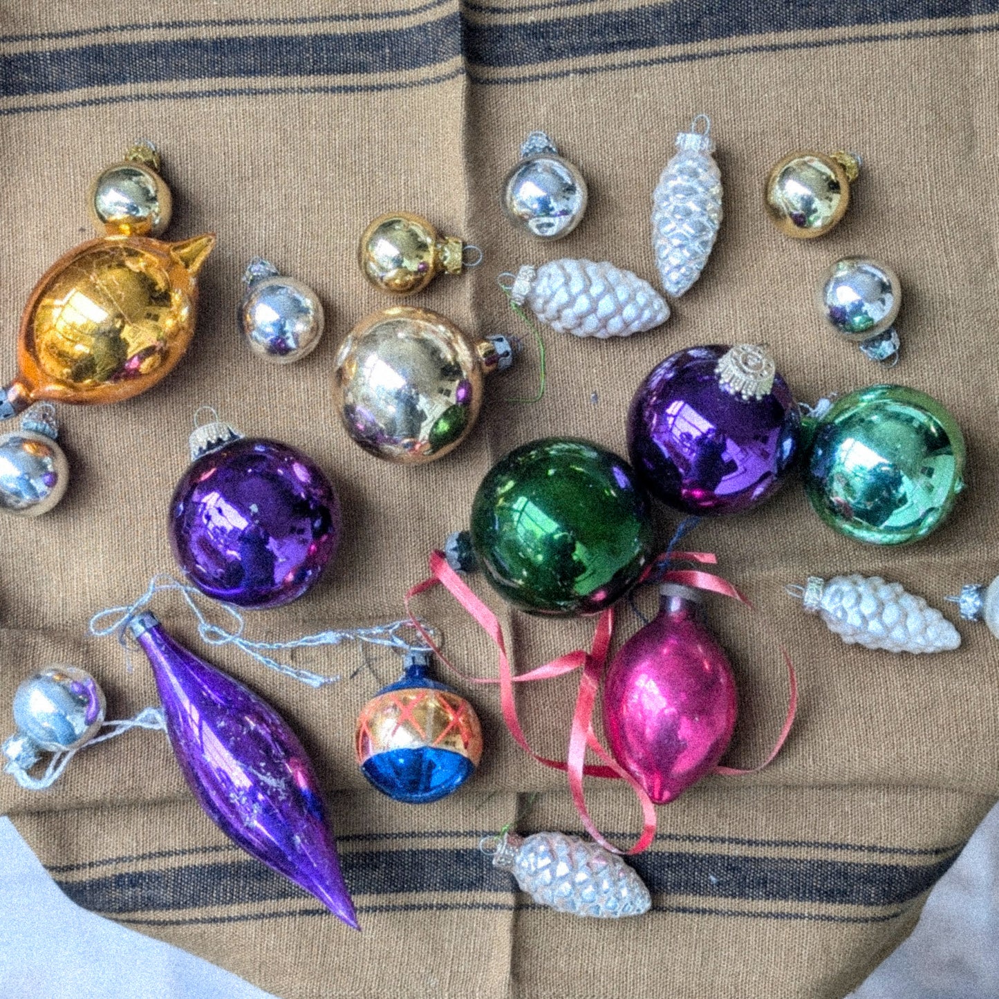 Mixed Set of Vintage Glass Baubles