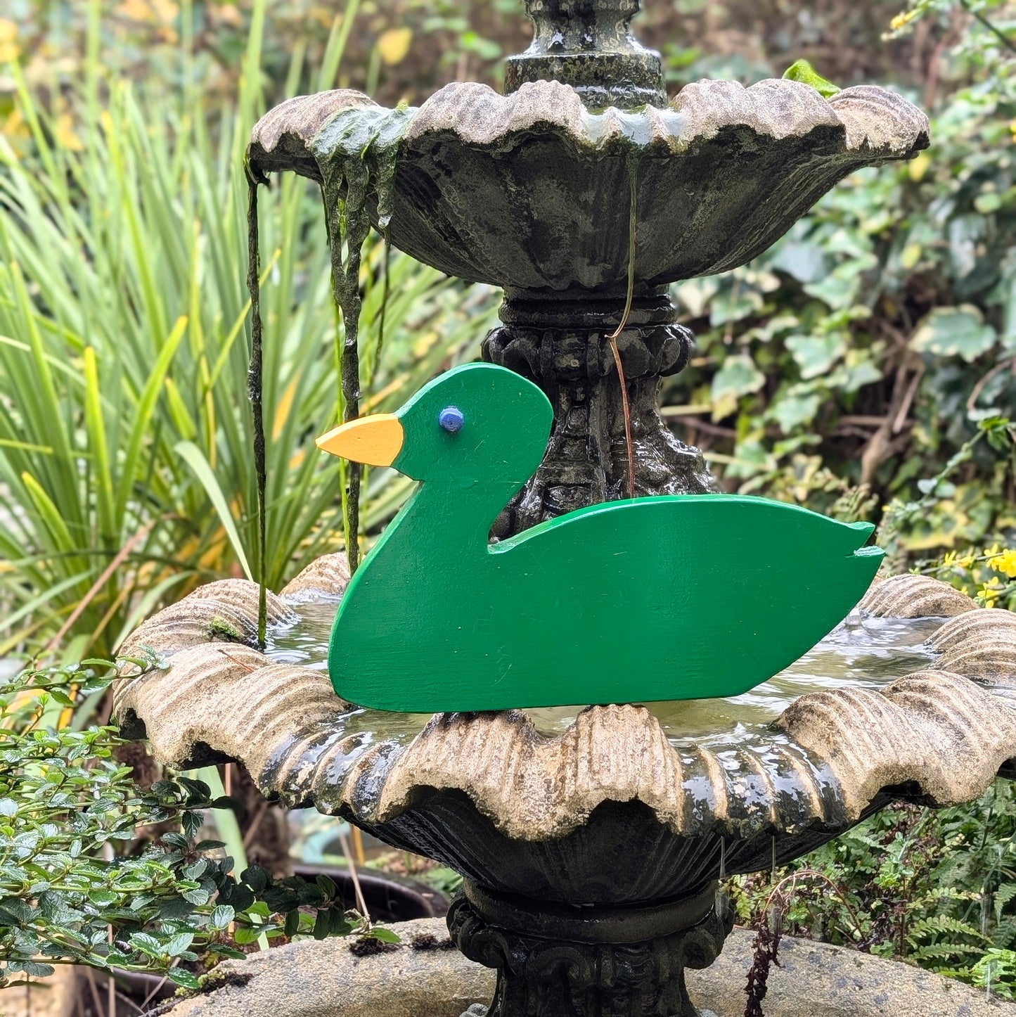 Green Wooden Duck Decor