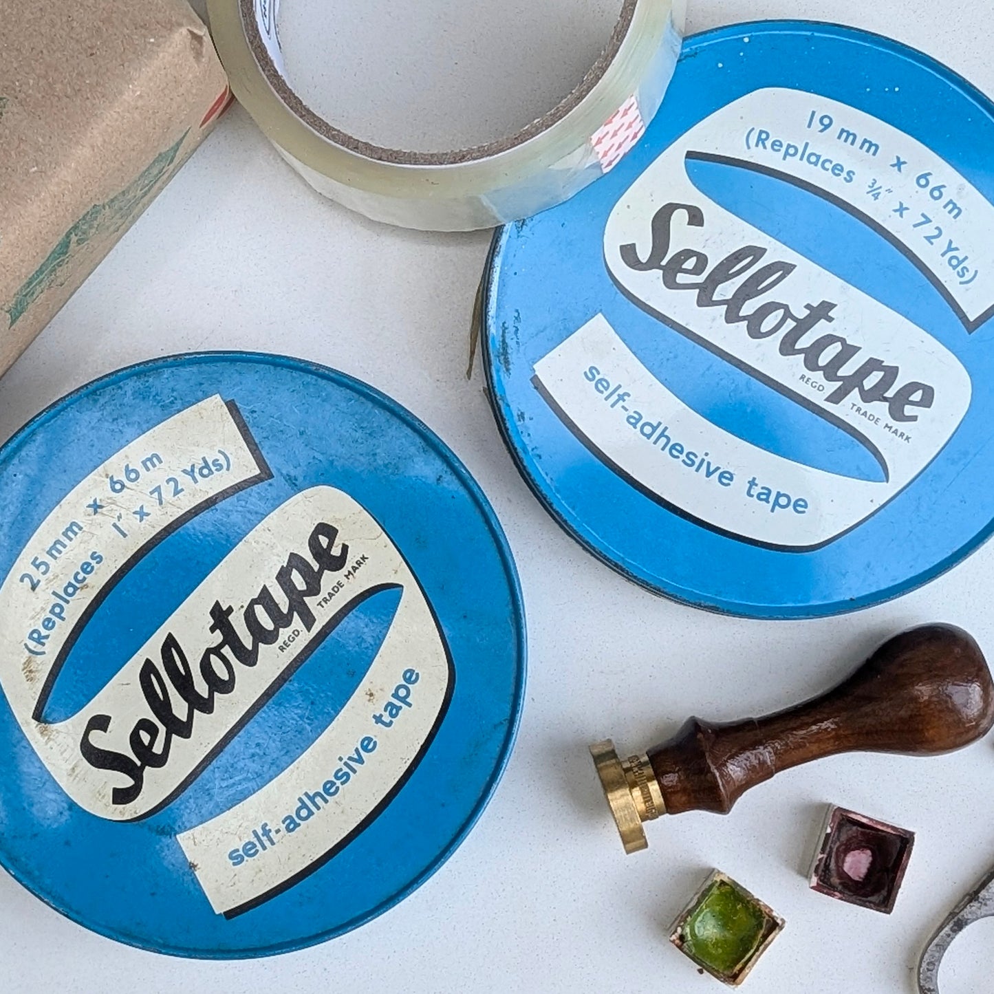 Pair of Vintage Sellotape Tins