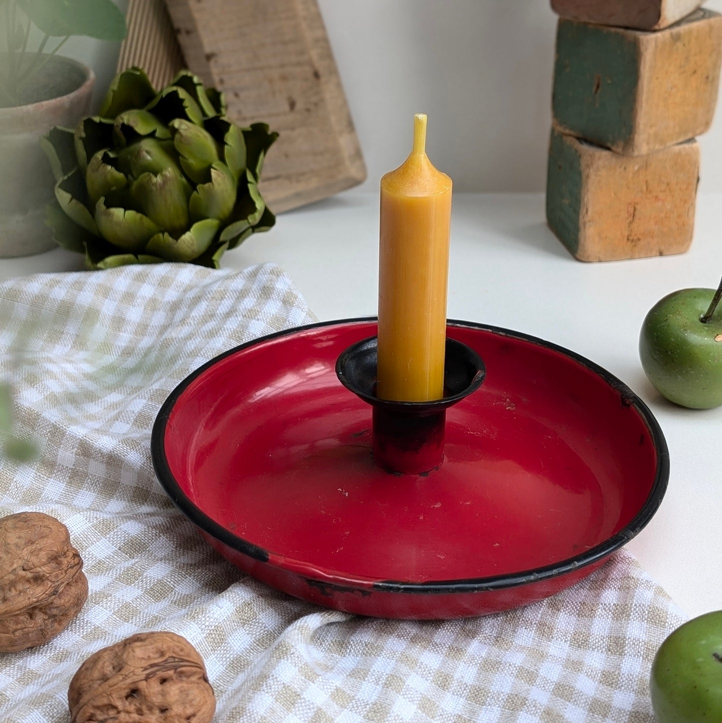 Enamel Chamberstick - Red