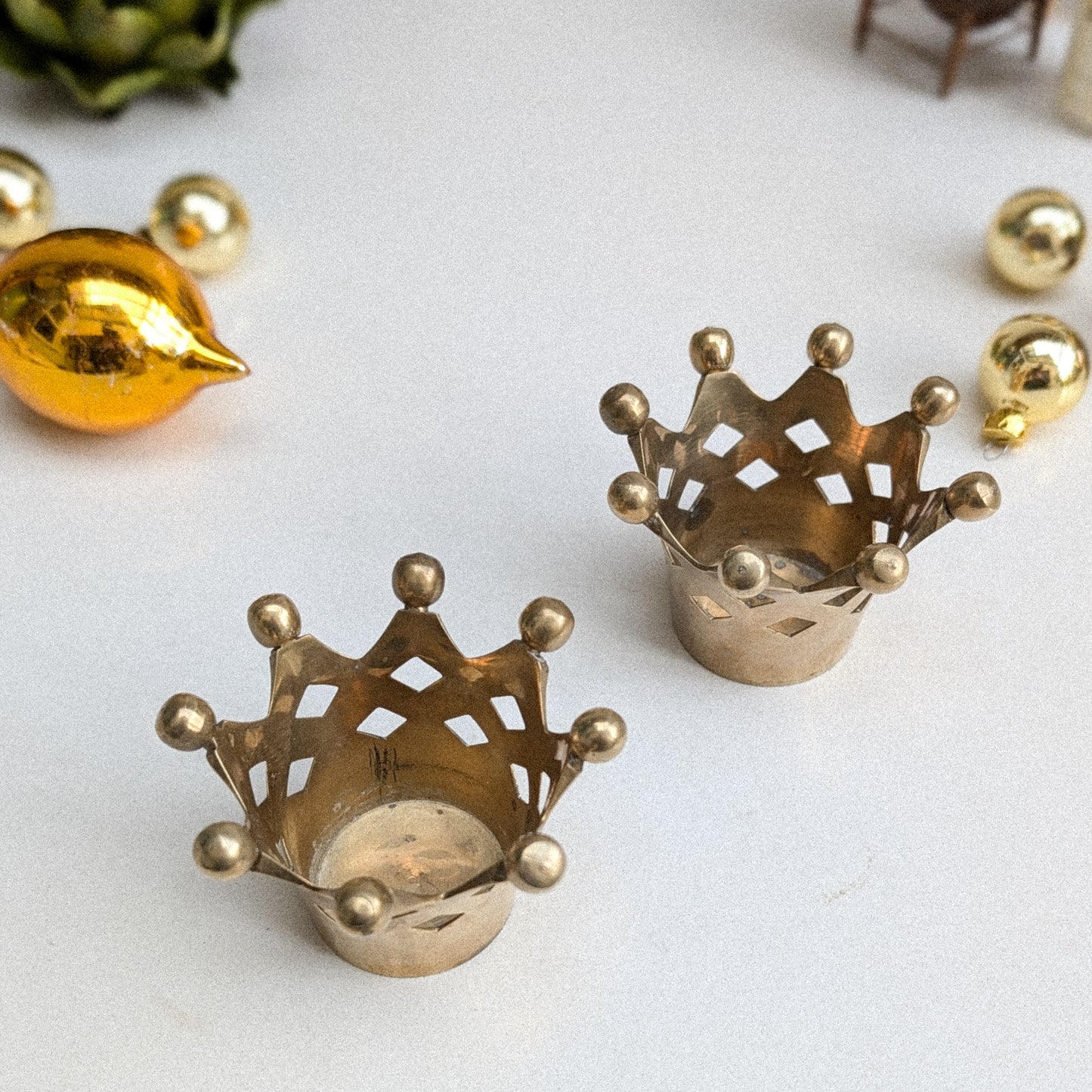 Brass Crown Tealight Holder (Pair)
