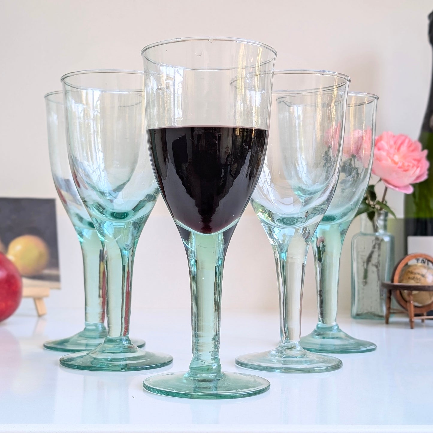 Green Tint Wine Glasses (Set of 5)