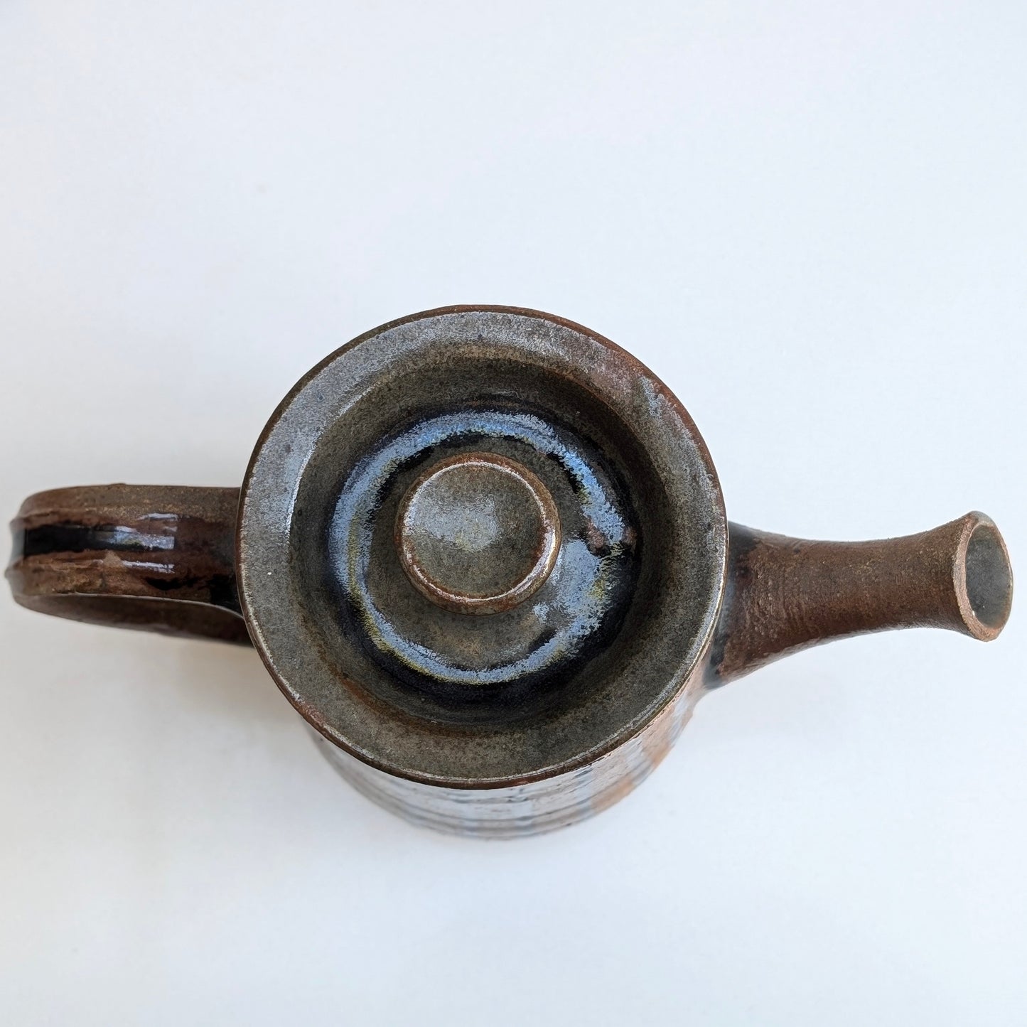 Hand Thrown Studio Pottery Striped Coffee Pot