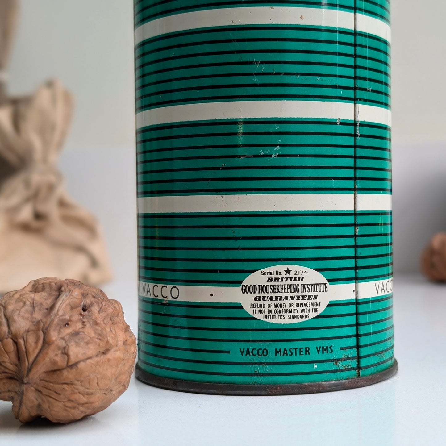 Vintage Vacco Flask - Green Stripe