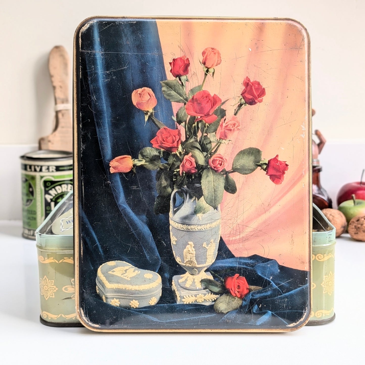 Vintage Sewing Kit Tin with Haberdashery and Sewing Magazines