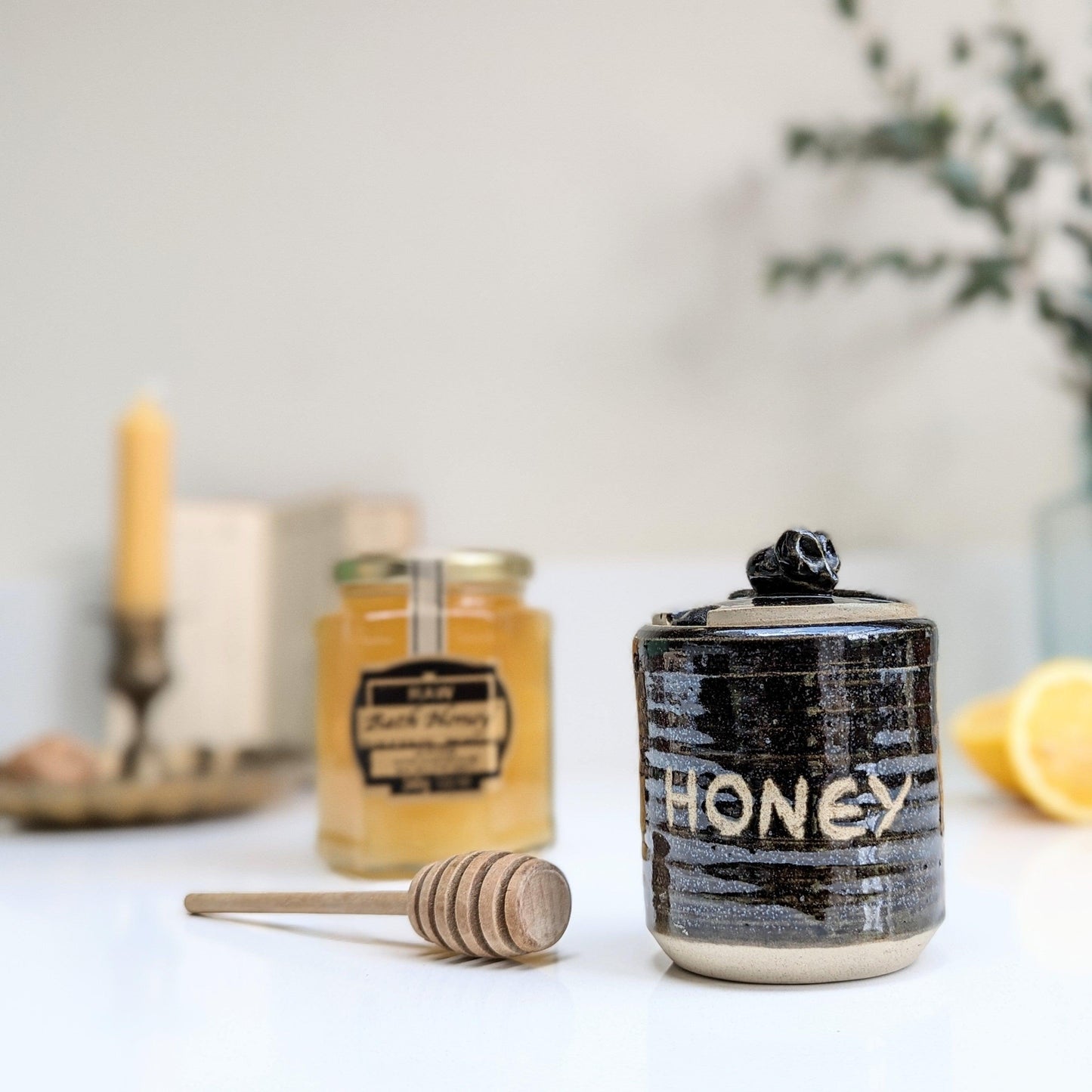 Studio Pottery Mouse Honey Pot