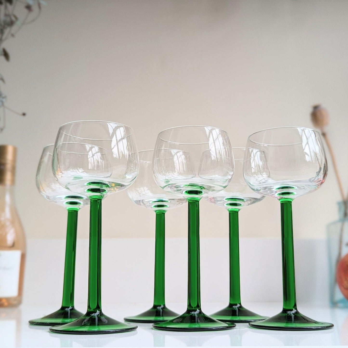 Luminarc Green Stem Wine Glasses (Set of 6)