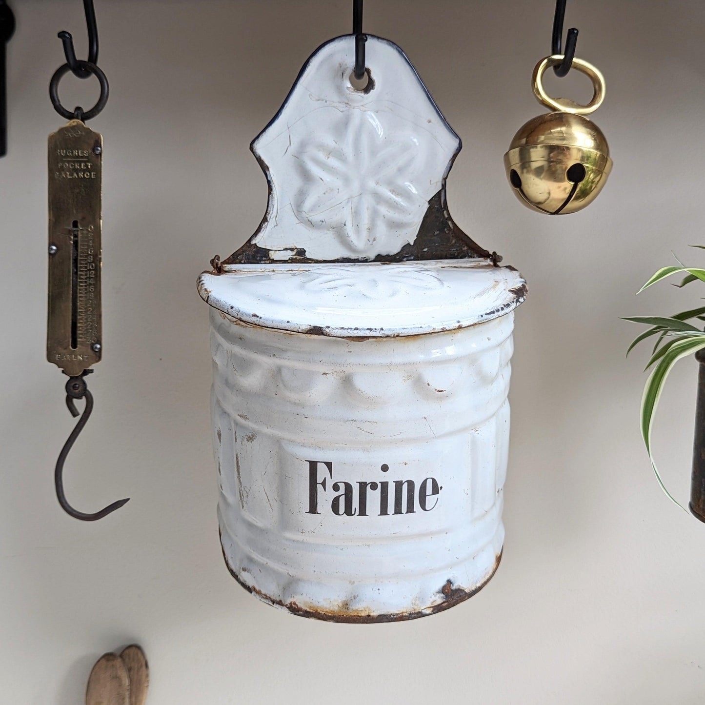 French Enamel Flour Wall Container