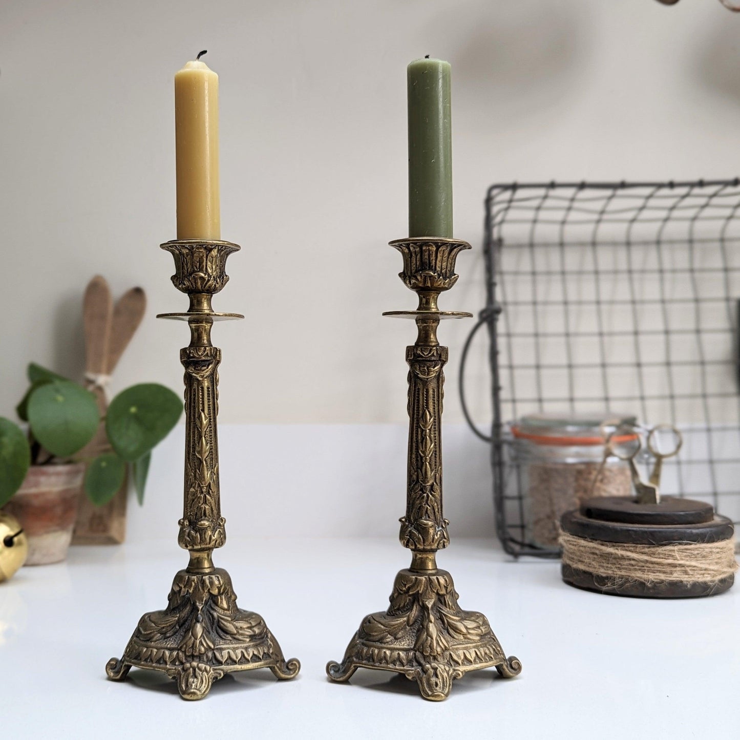 Ornate Brass Candlesticks (Pair)