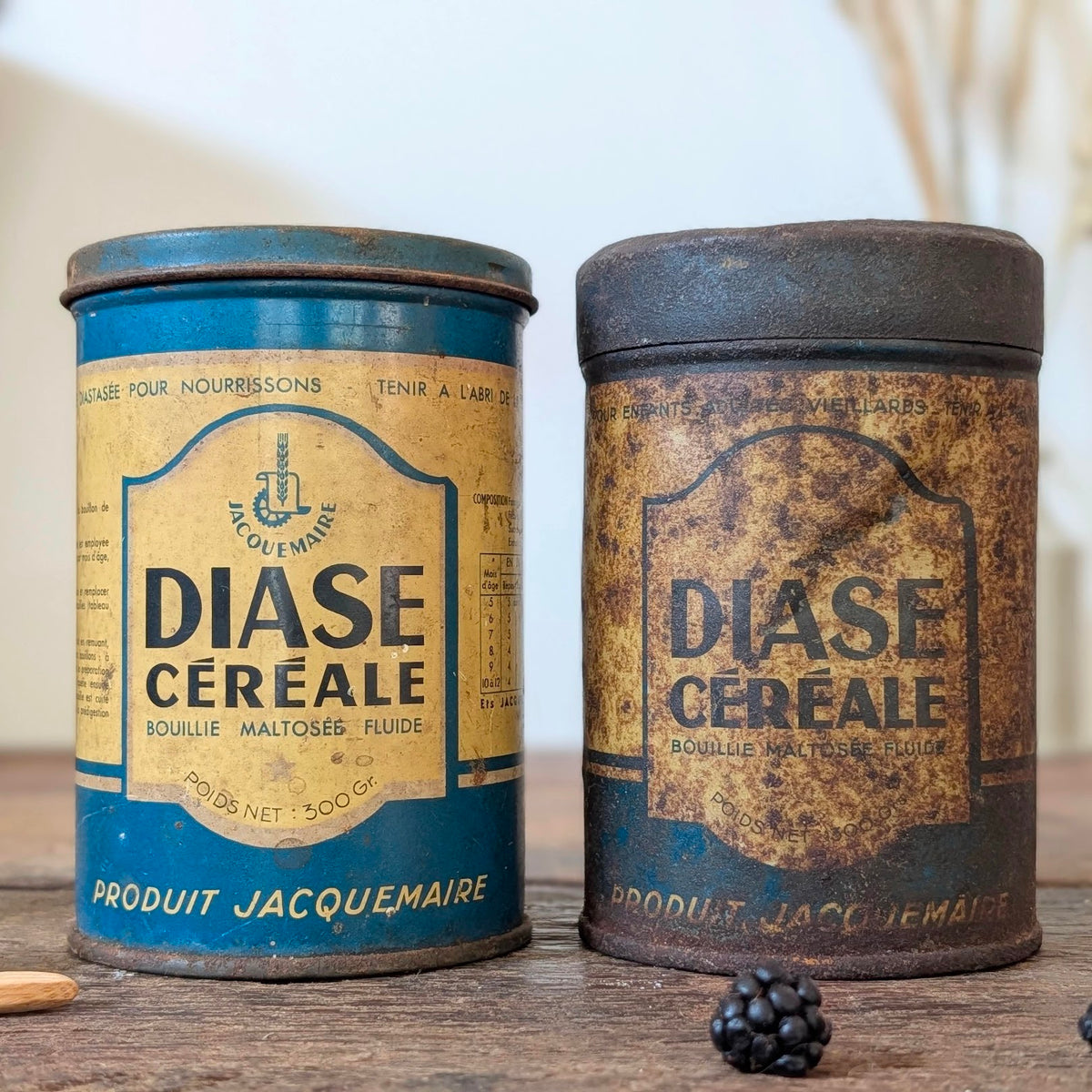 Pair of French Jacquemart Diase Céréale Tins