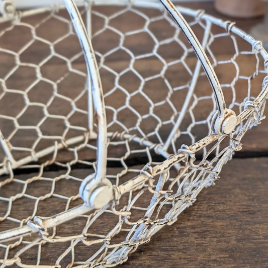 Vintage White Wire Basket