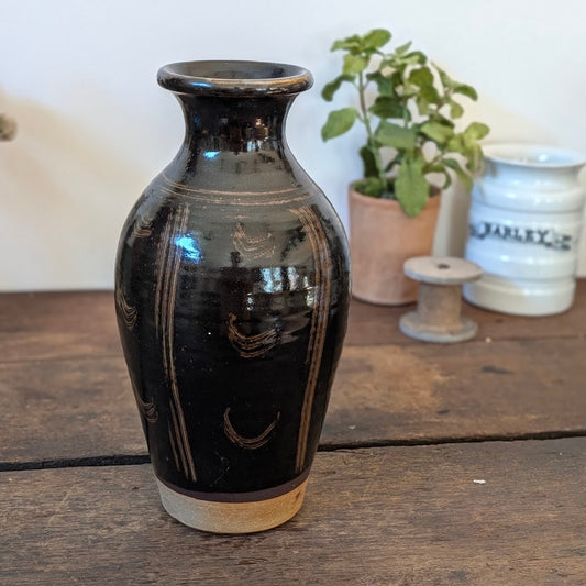 Winchcombe Pottery Dark Glazed Bottle Vase