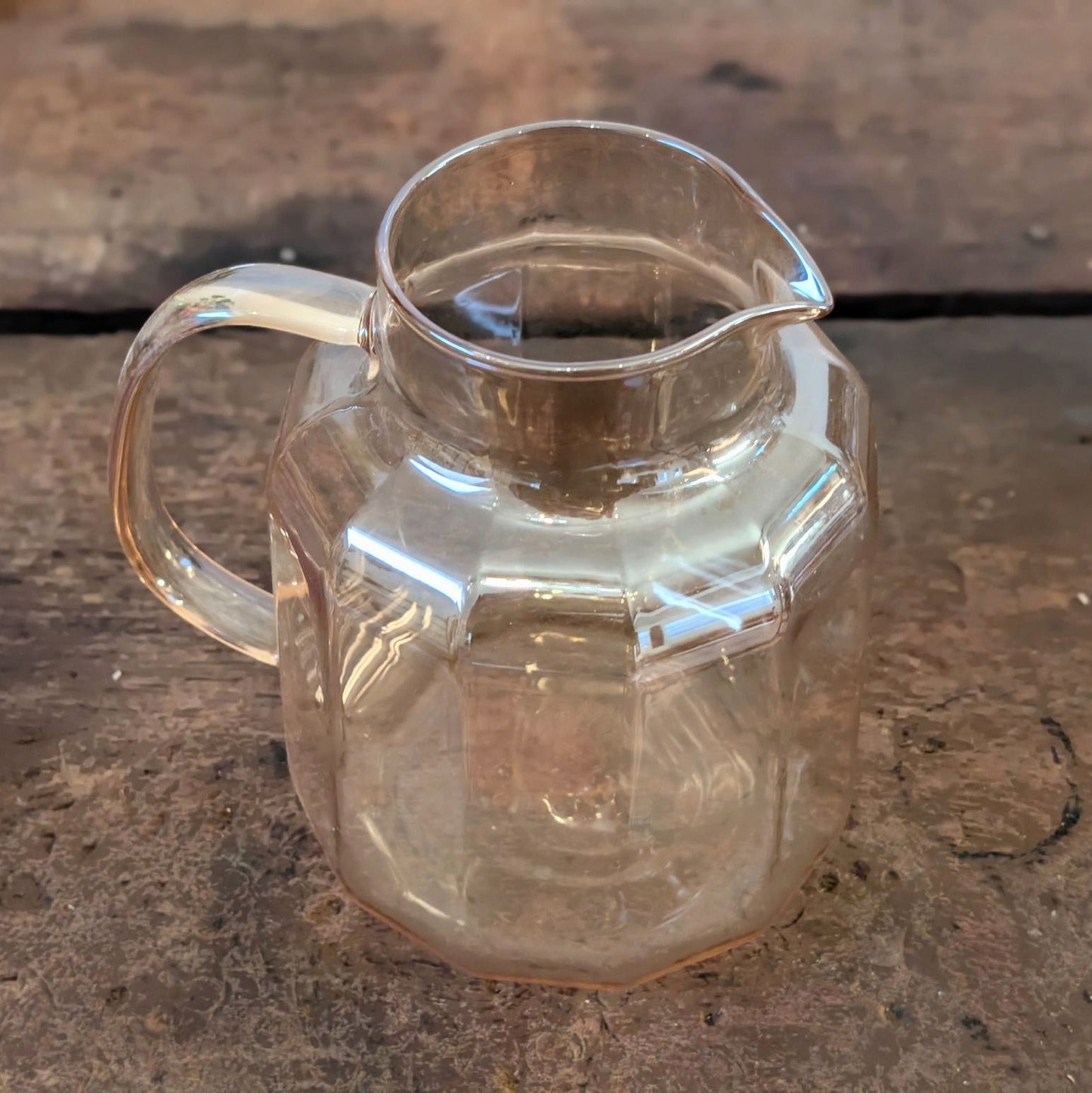 Pearlescent Orange-Tinted Glass Pitcher