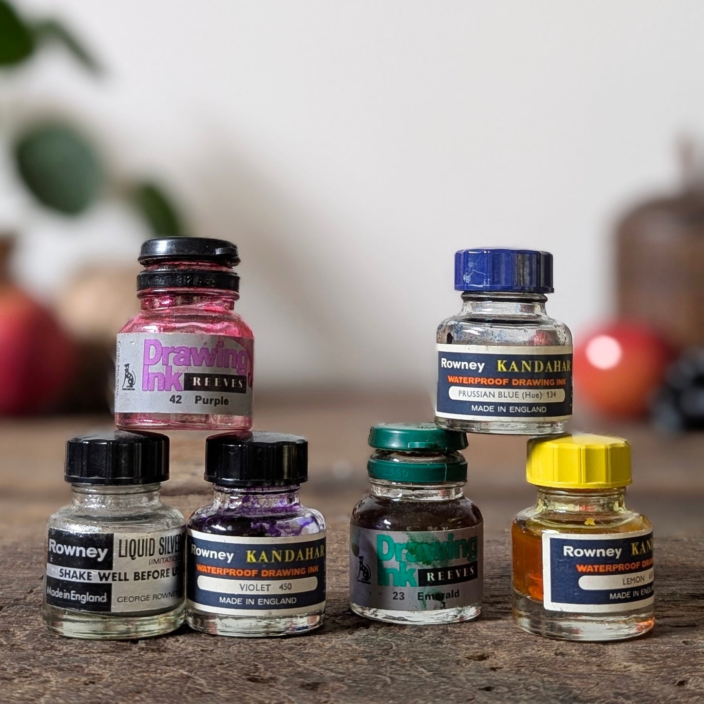 Set of Vintage Rowney Ink Bottles