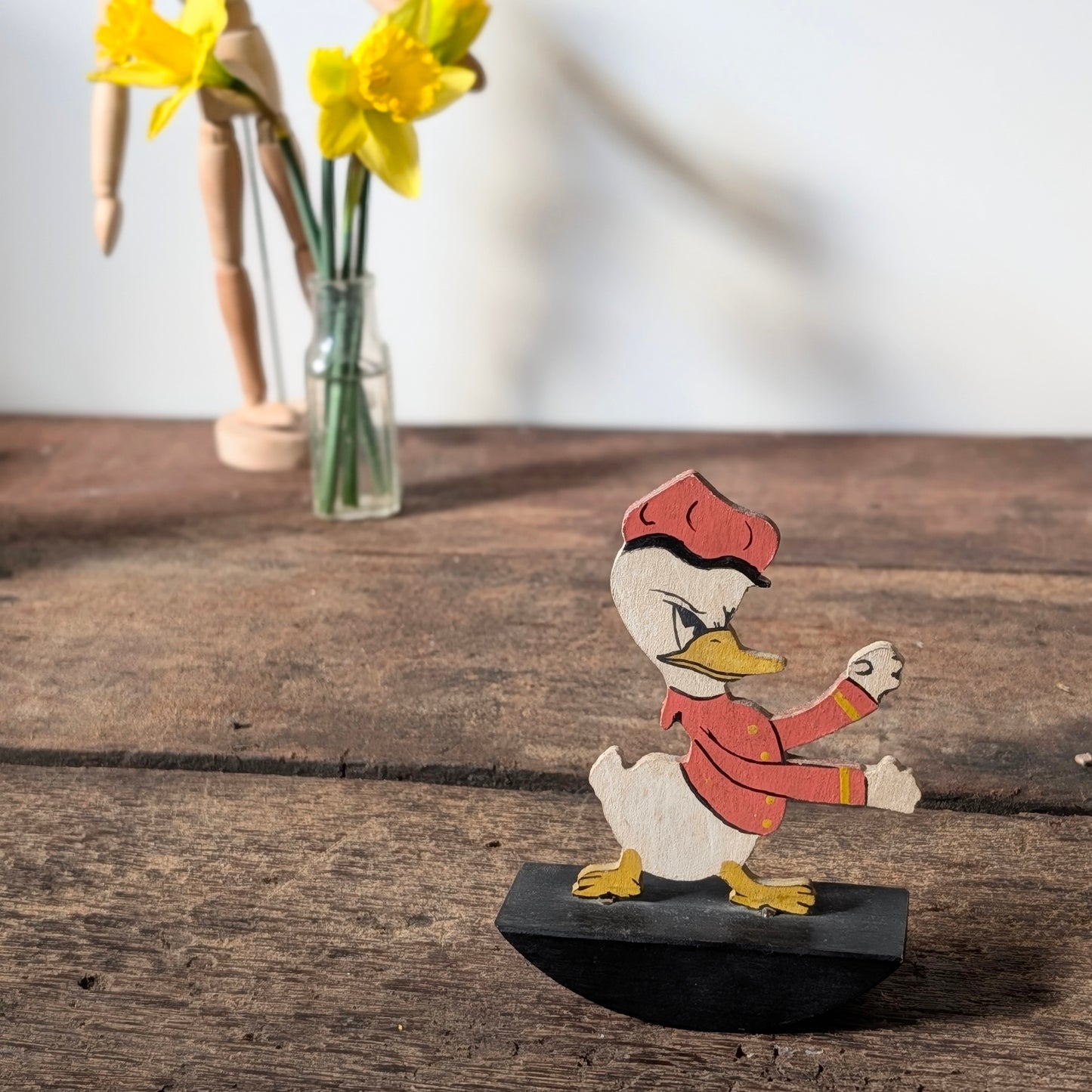 Small Wooden Donald Duck Wobble Figurine