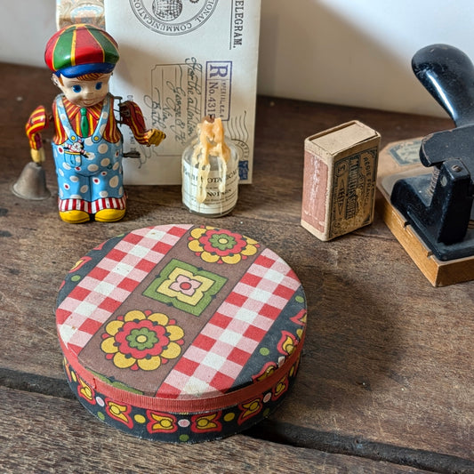 Colourful French Vintage Round Floral Tin
