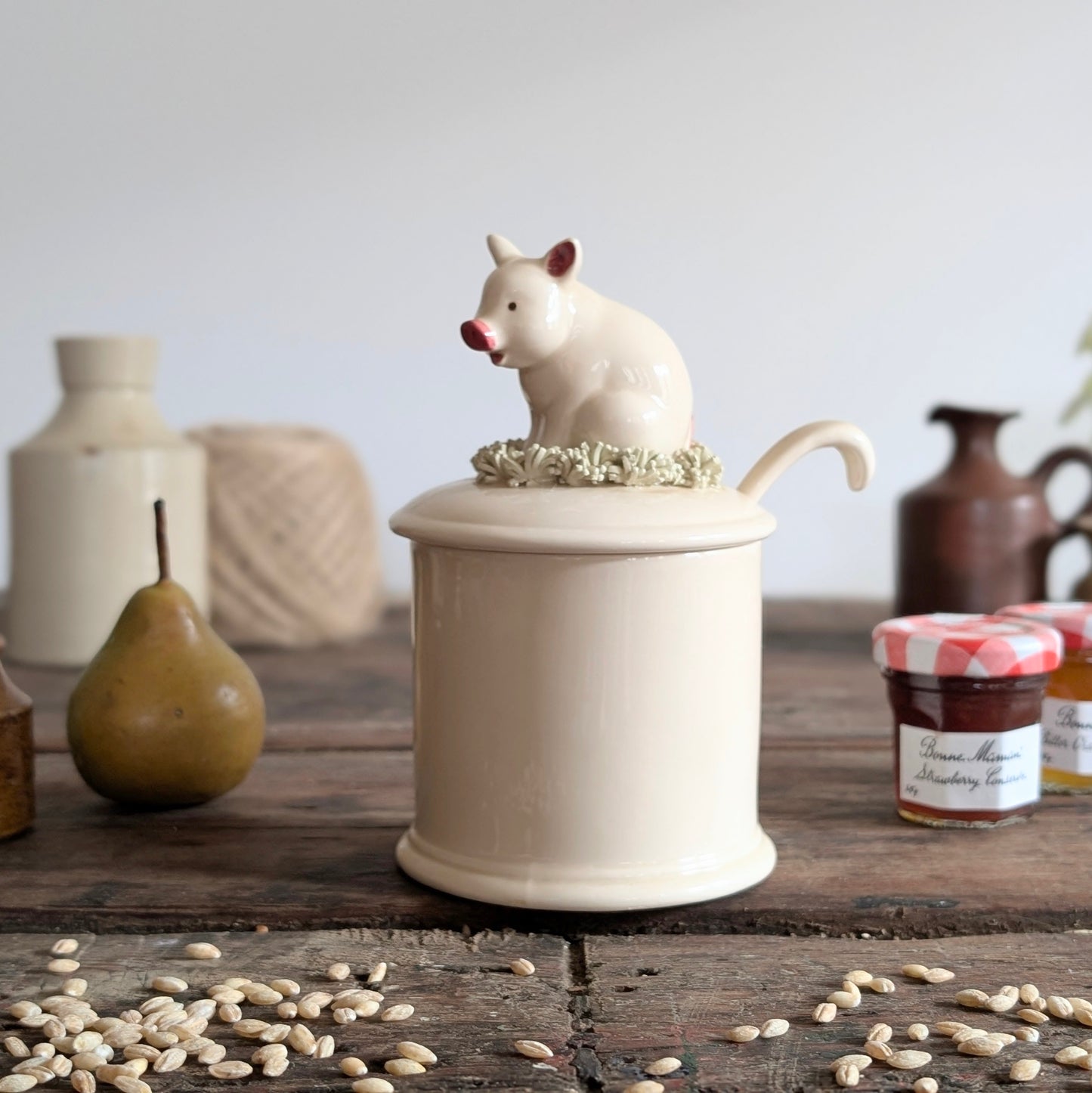 Fitz and Floyd Pig Jam Jar with Spoon