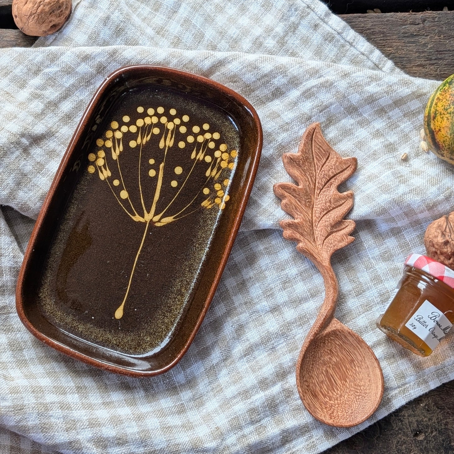 Studio Pottery Cow Parsley Dish