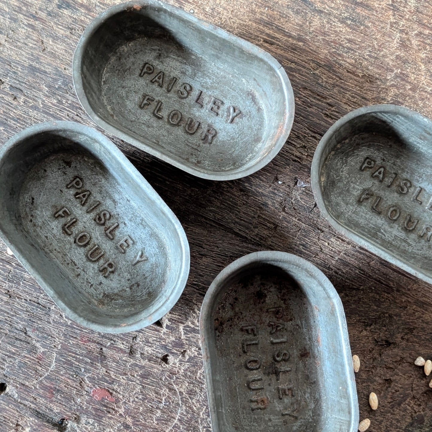 Four Mini Paisley Flour Tin Moulds