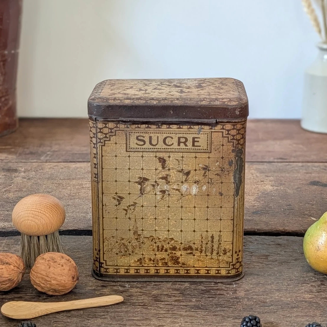 Antique French Sucre Sugar Storage Tin
