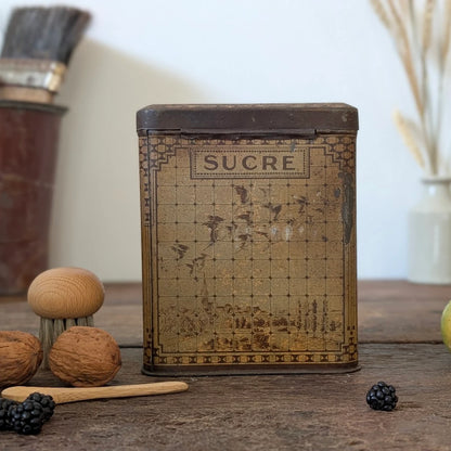 Antique French Sucre Sugar Storage Tin
