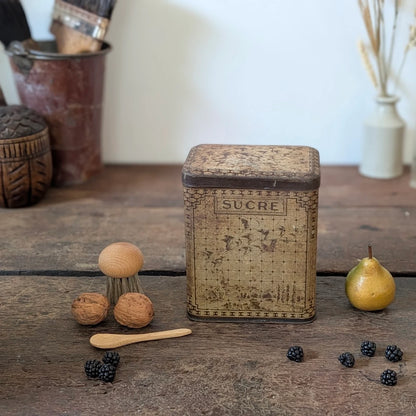 Antique French Sucre Sugar Storage Tin