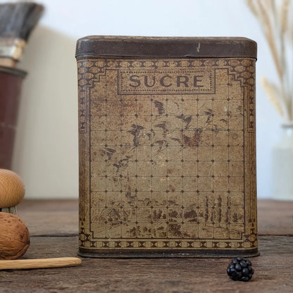 Antique French Sucre Sugar Storage Tin