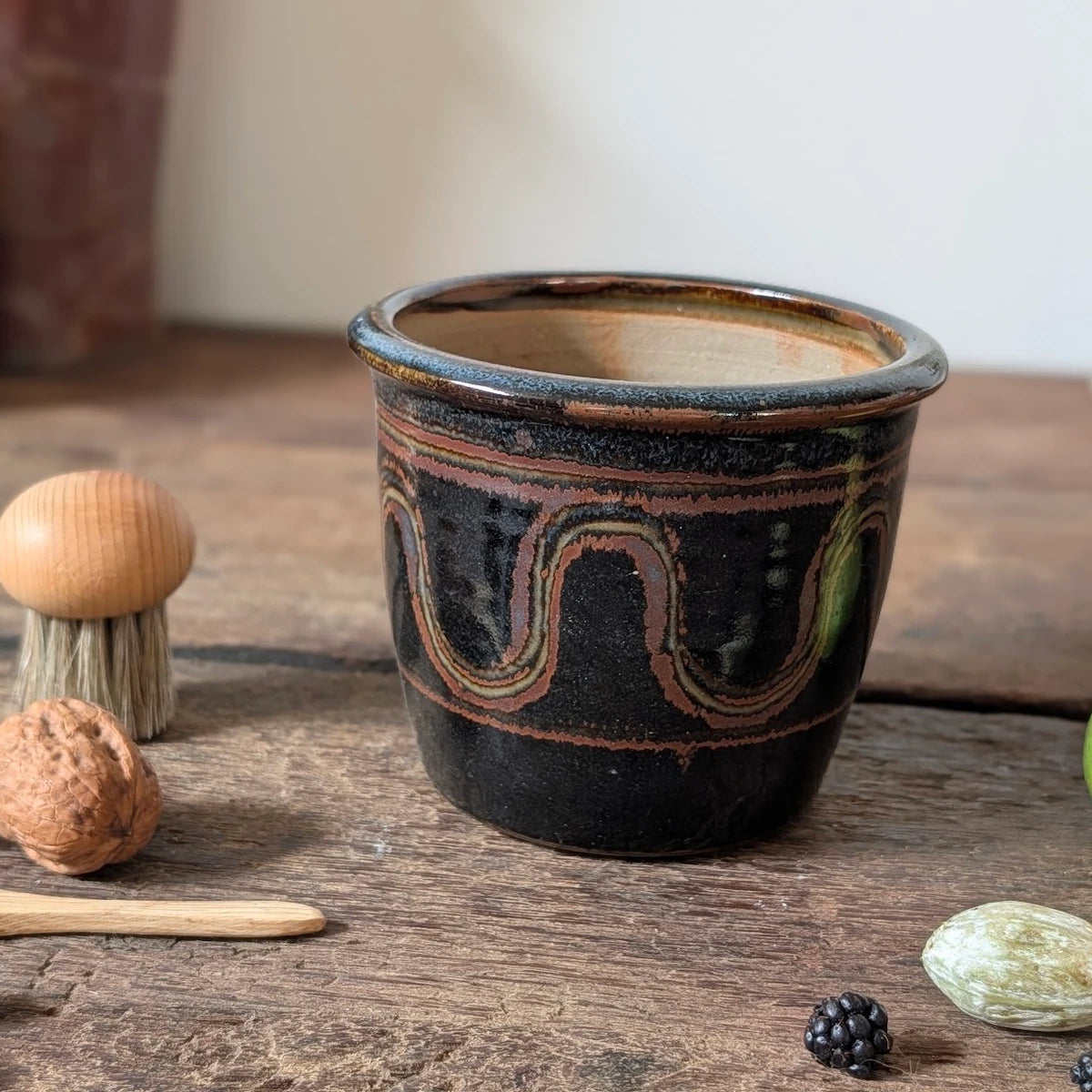 Winchcombe Pottery Black Slipware Flower Pot