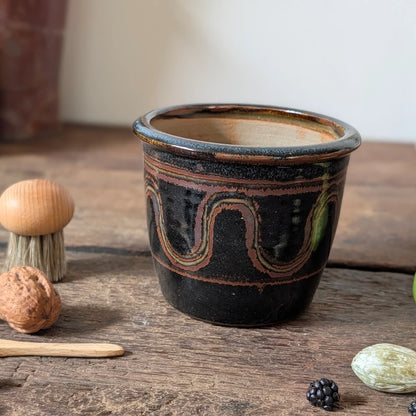 Winchcombe Pottery Black Slipware Flower Pot