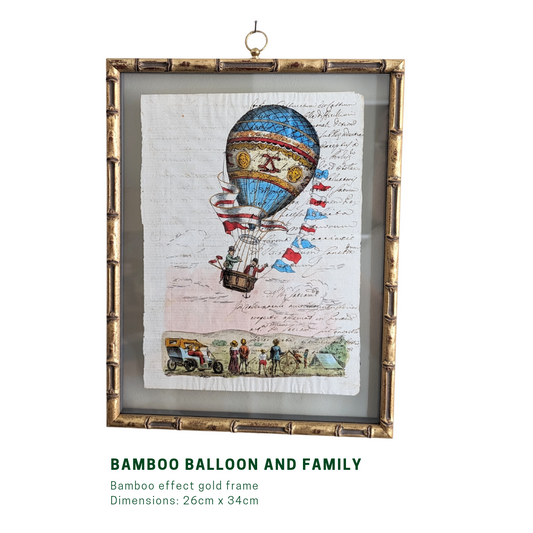 Framed Antique Pages - Bamboo Balloon and Family