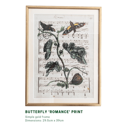 Framed Butterfly Antique Pages - Sleek Gold (2 styles)