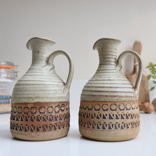 Pair of Broadstairs Pottery Neutral Bottle Jugs