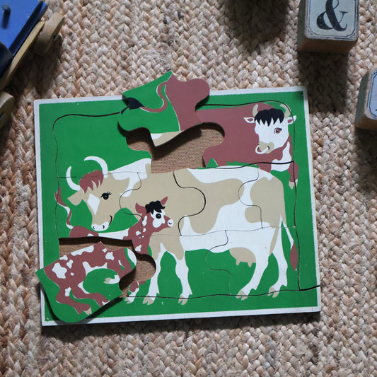 Vintage Children's Puzzle - Cattle