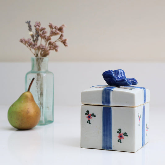 Blue Bow Trinket Box