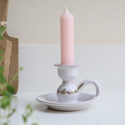 Floral French Ceramic Candleholder