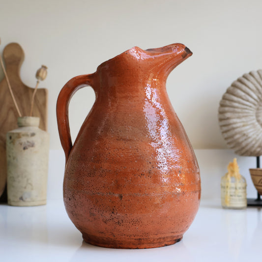 French Rustic Stoneware Jug - Terracotta