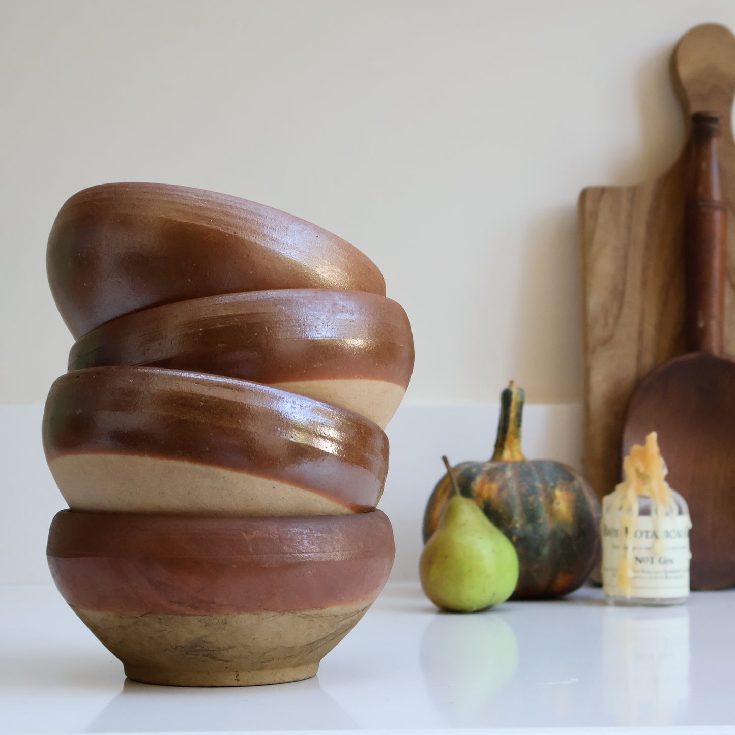 Rustic Medium French Stoneware Bowls (4)